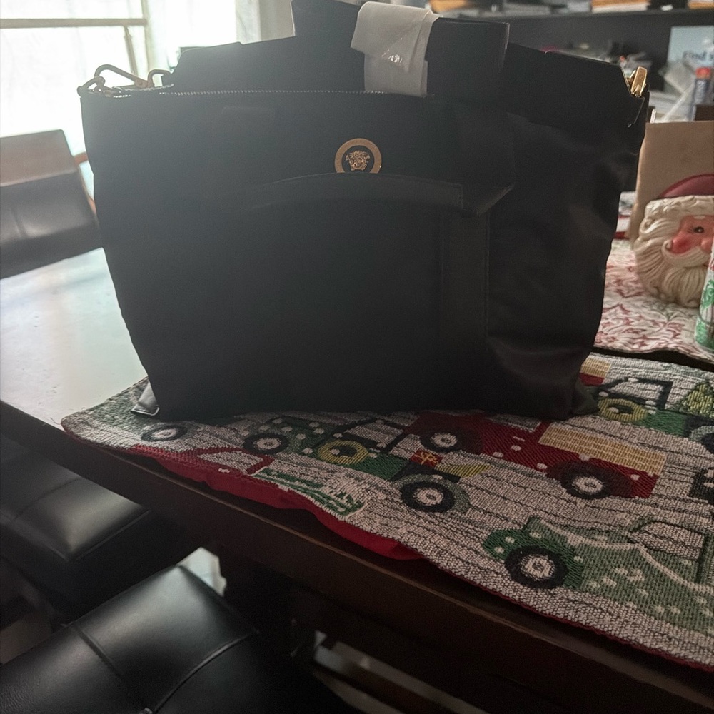 Versace Black Tote Bag with Medusa Logo